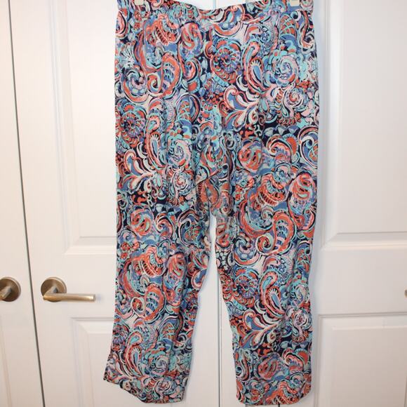 TALBOTS Paisley Print Wide-Leg Palazzo Pants Tassel Tie Waist | XL - Picture 6 of 7